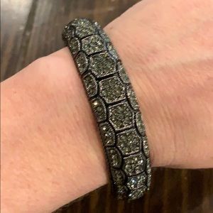 Black with black stone hinged bangle